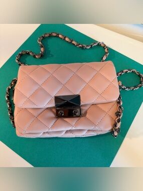 KC Jagger Quilted Blush Pink Chain Strap Crossbody Bag
